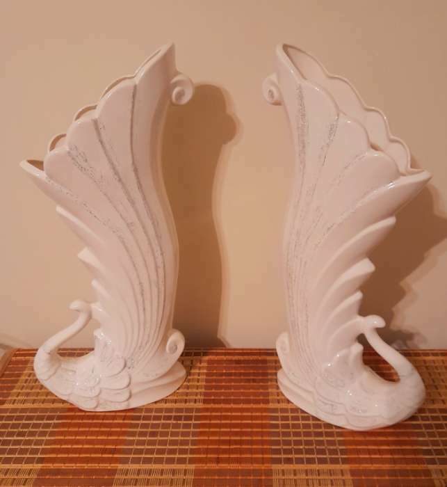 Фотография покупателя товара Ваза керамическая "Жар-птица", напольная, белая, 50 см, микс