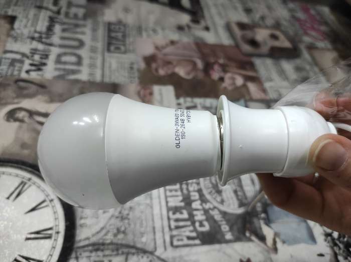 Фотография покупателя товара Светильник с выключателем, под лампу, Е27, провод 2 м, белый - Фото 6