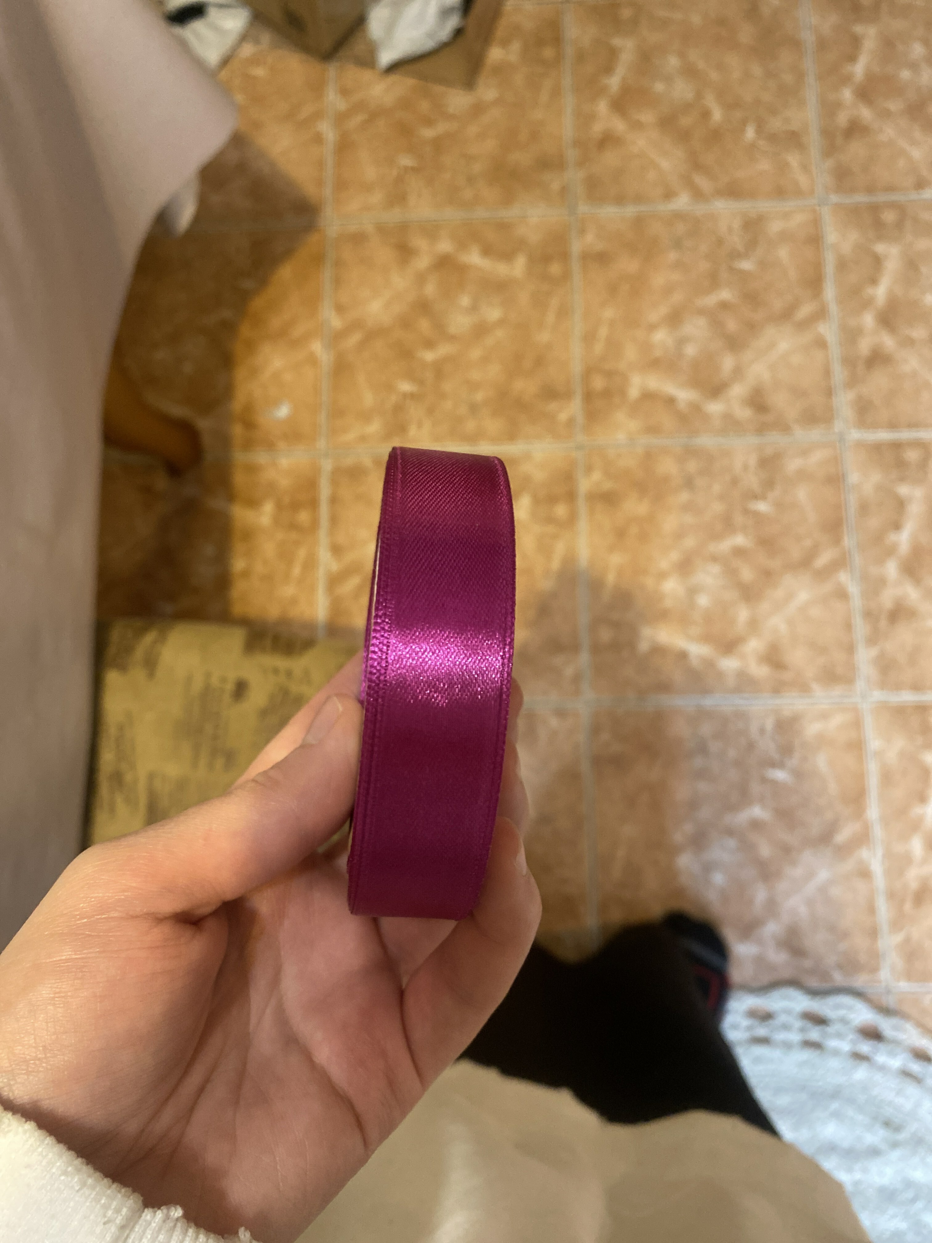Фотография покупателя товара Лента атласная, 3 мм × 45 ± 1 м, цвет пурпурный №29 - Фото 1
