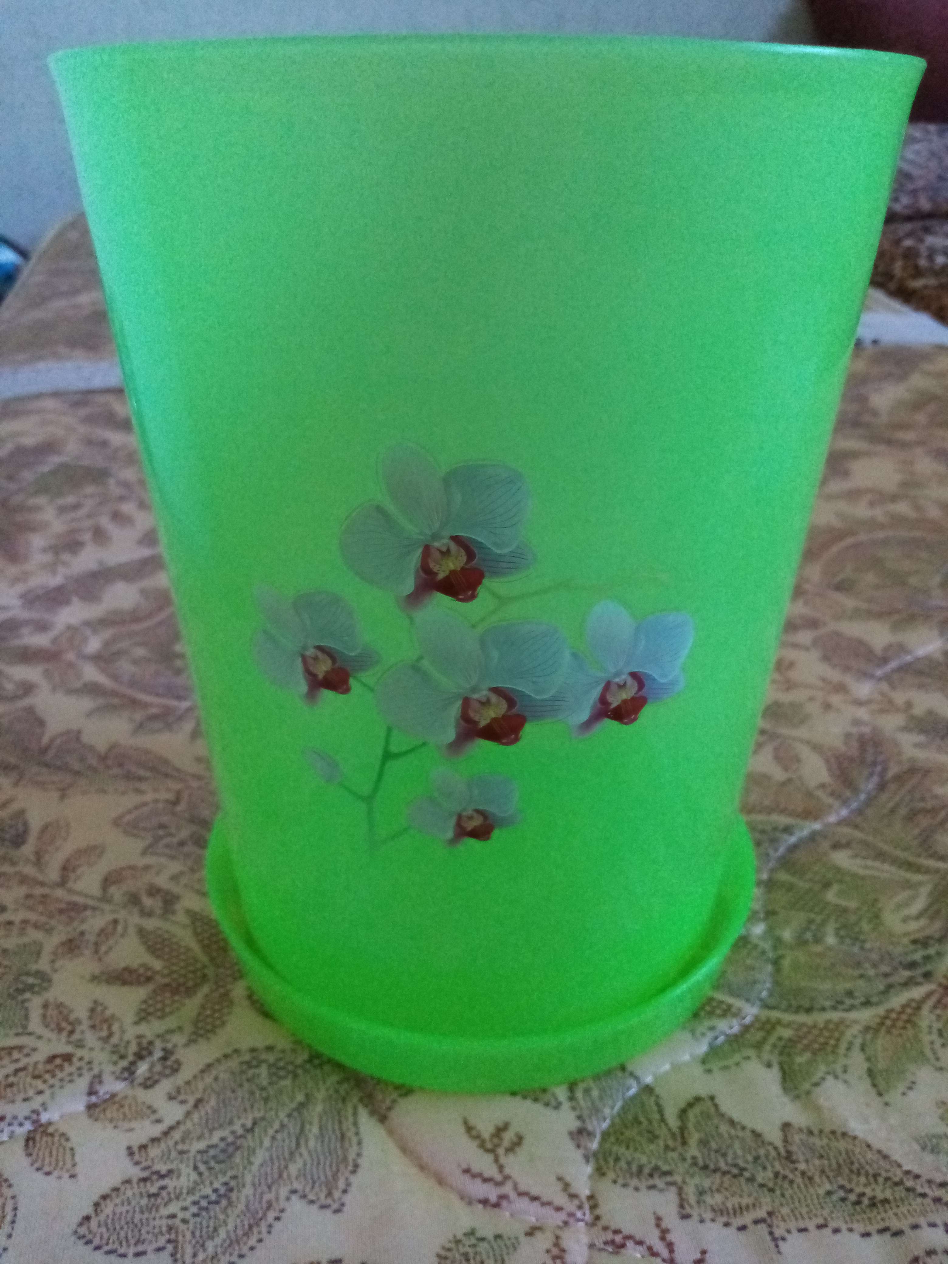 Фотография покупателя товара Горшок для орхидей с поддоном, 3,5 л, цвет прозрачно-зелёный