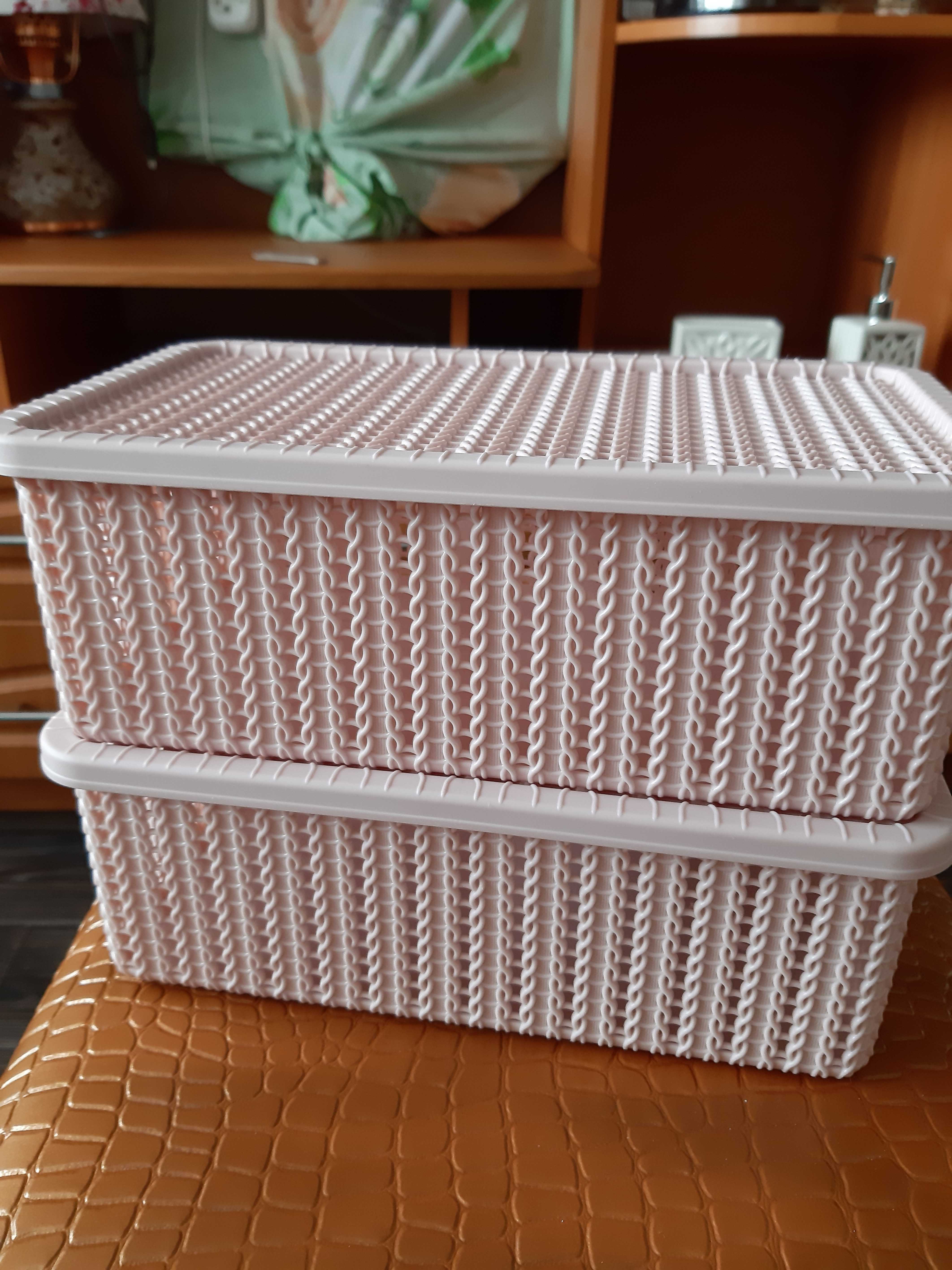 Фотография покупателя товара Корзина для хранения с крышкой «Вязание», 3 л, 27×15×10 см, цвет розовый - Фото 1