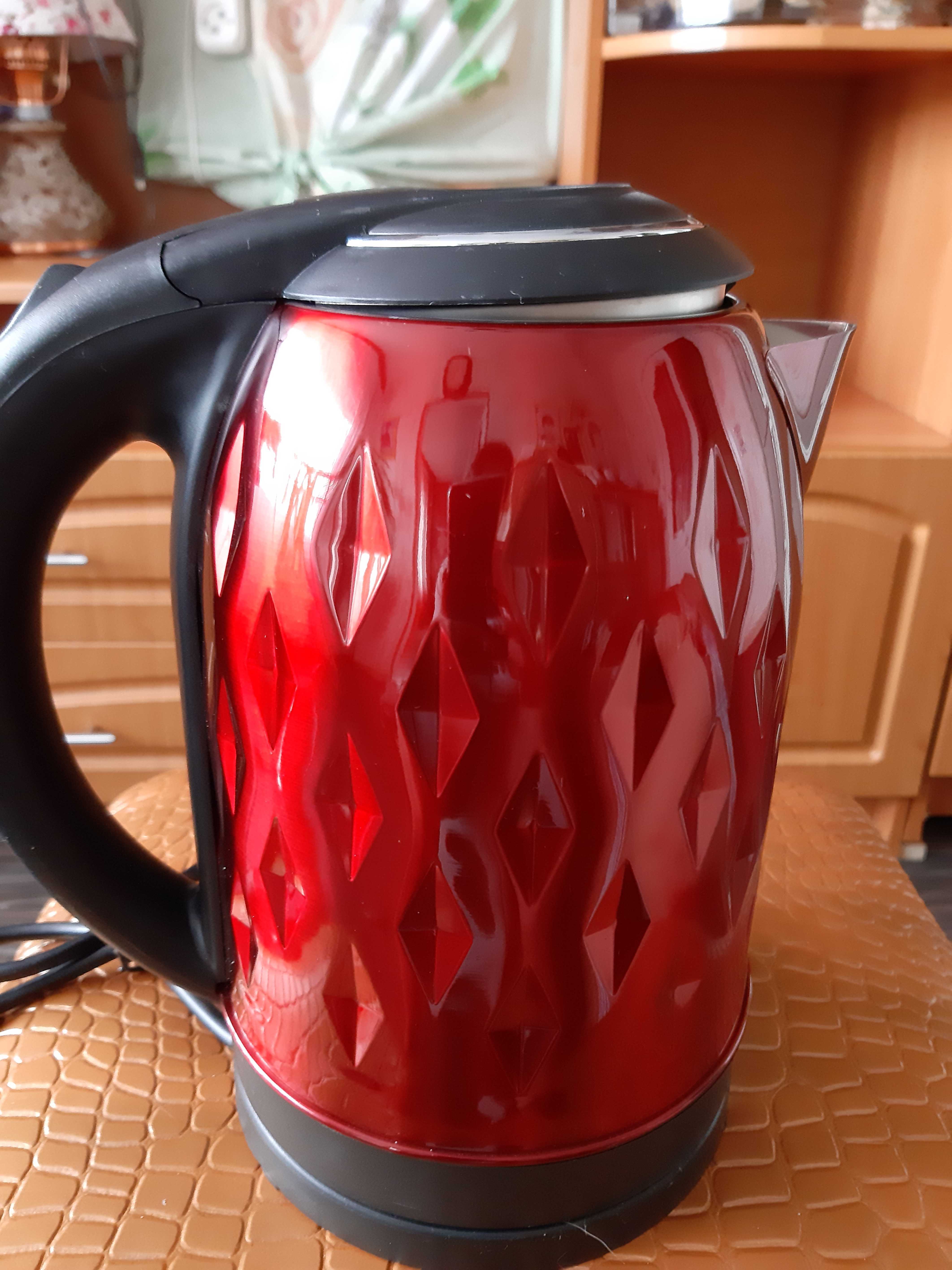 Фотография покупателя товара Чайник электрический HOMESTAR HS-1013, металл, 2 л, 1500 Вт, красный