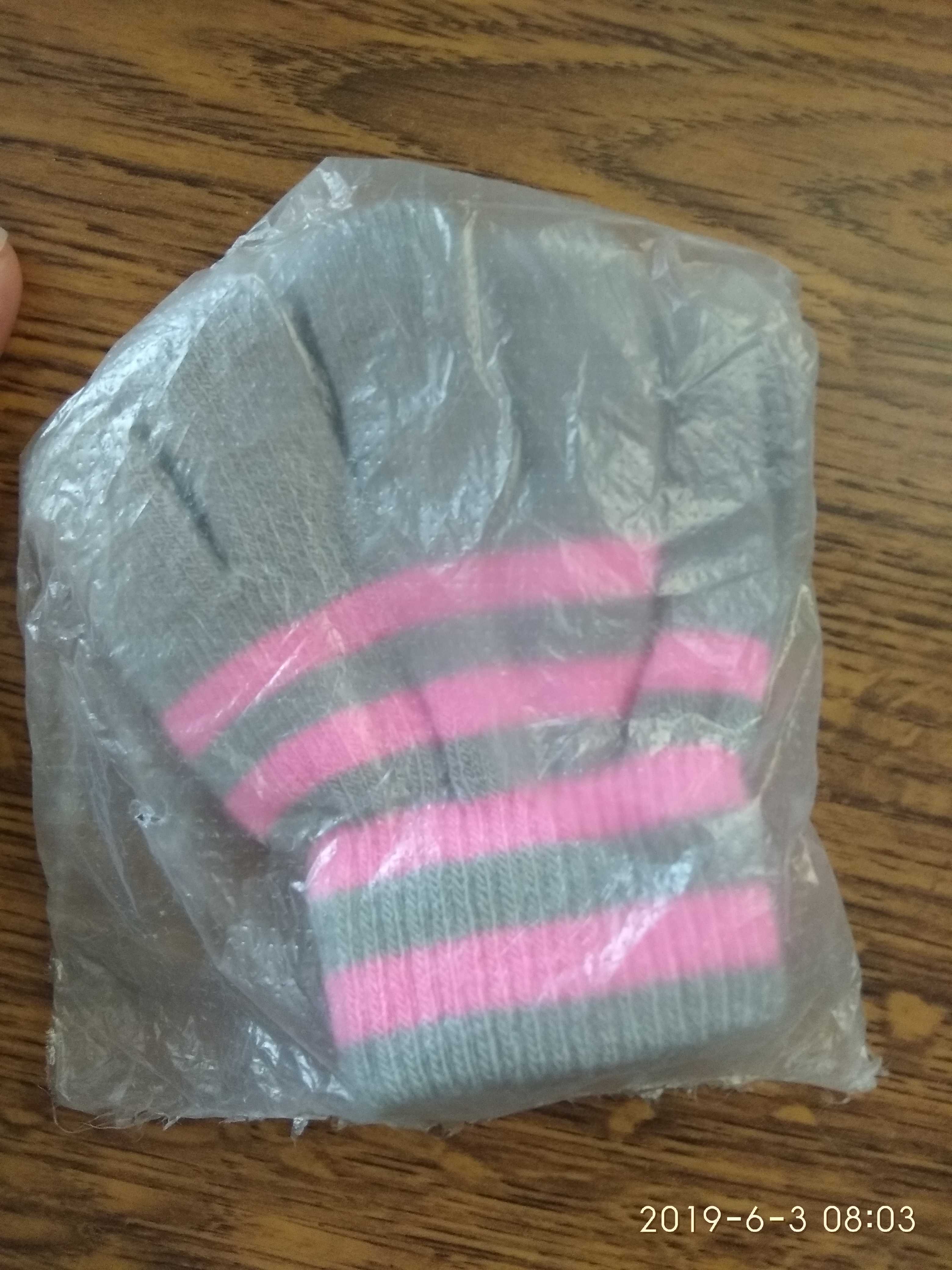Фотография покупателя товара Перчатки одинарные для девочки "Полоска", размер 14, цвет розовый/серый 6с177 - Фото 4