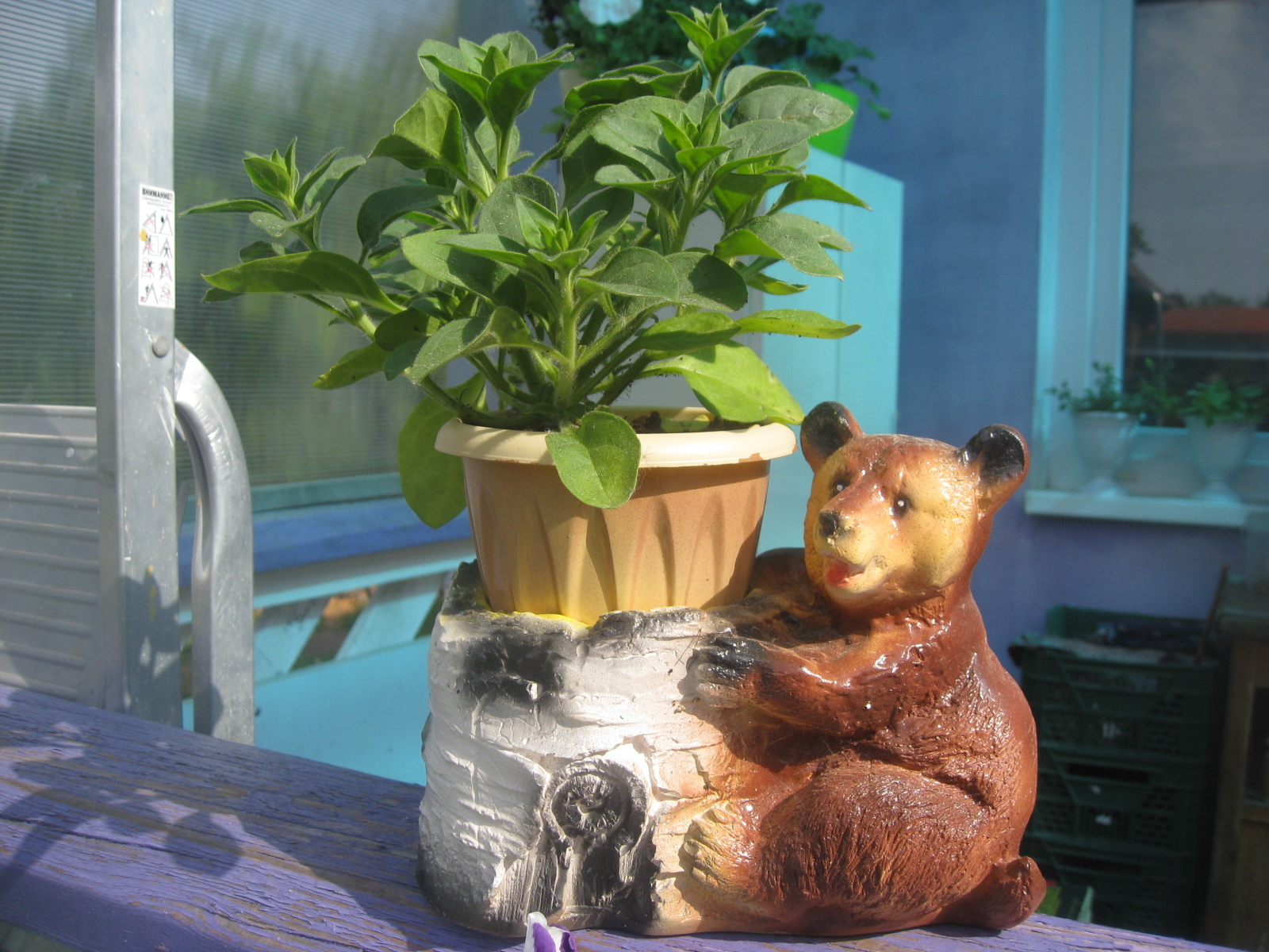 Фотография покупателя товара Фигурное кашпо "Медведь с пеньком" 21х13х17см микс - Фото 1