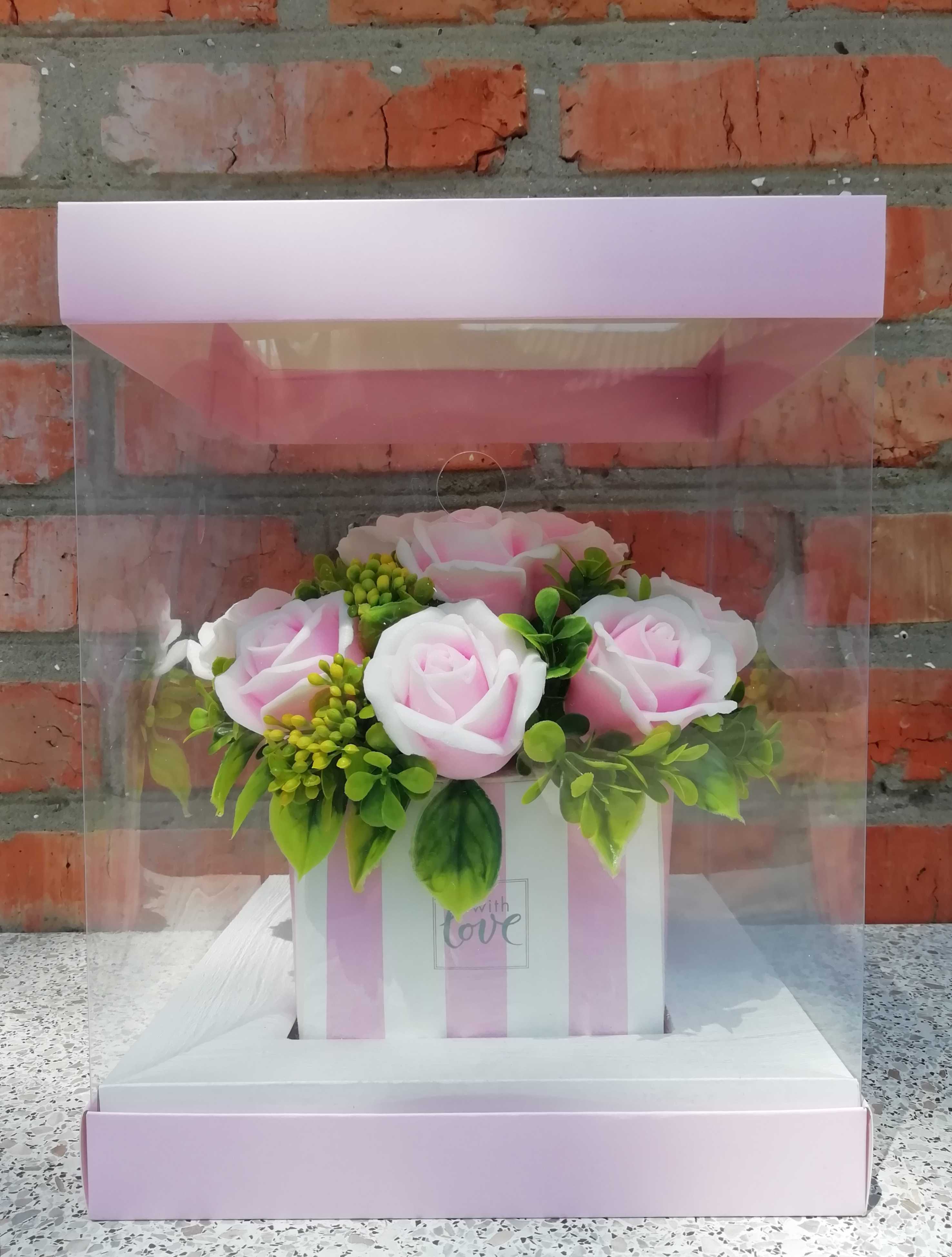 Фотография покупателя товара Коробка подарочная для цветов с вазой и PVC окнами складная, упаковка, With Love 23 х 30 х 23 см - Фото 21