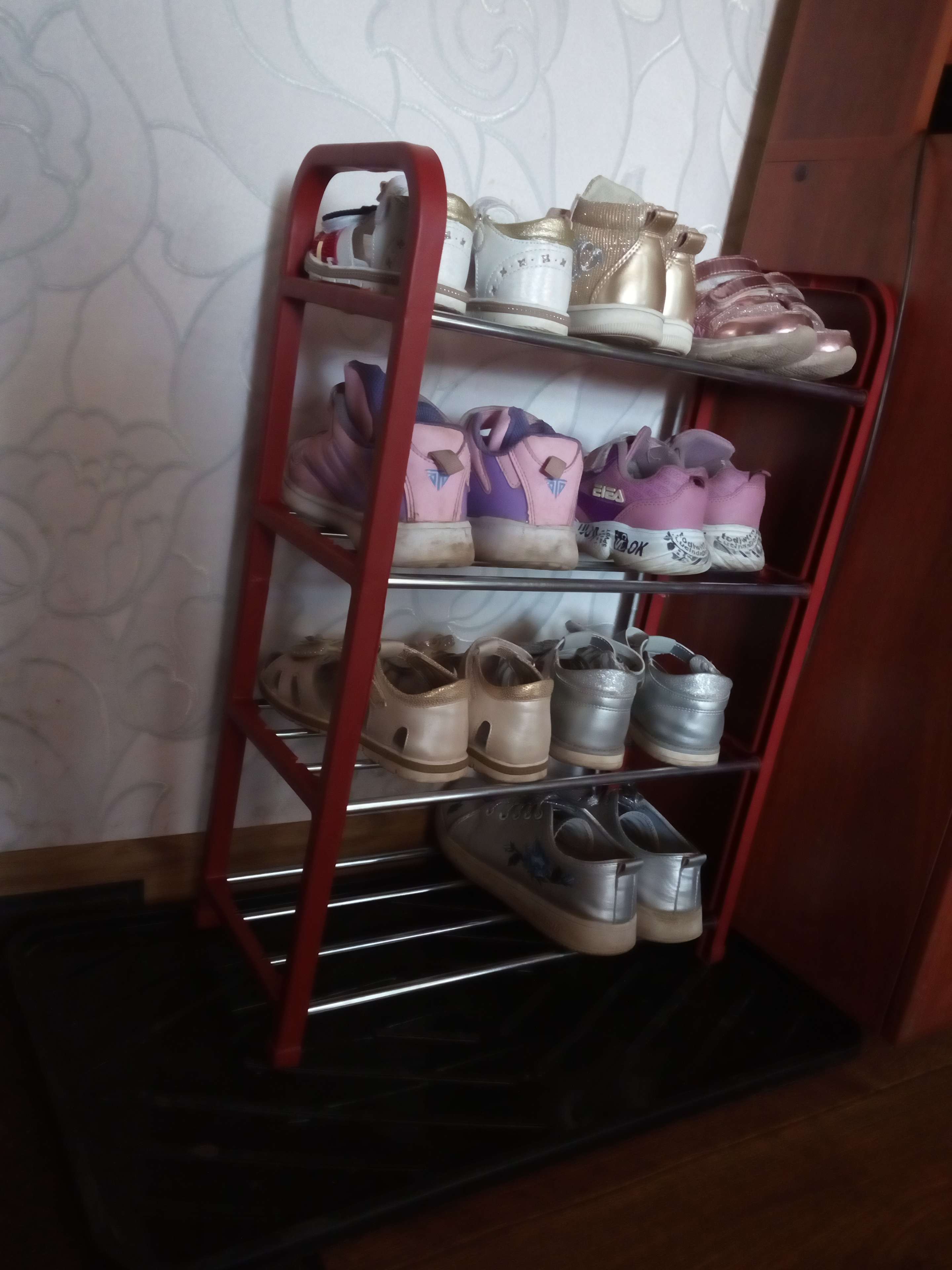 Фотография покупателя товара Обувница Доляна, 4 яруса, 42×19×60 см, цвет красный - Фото 8