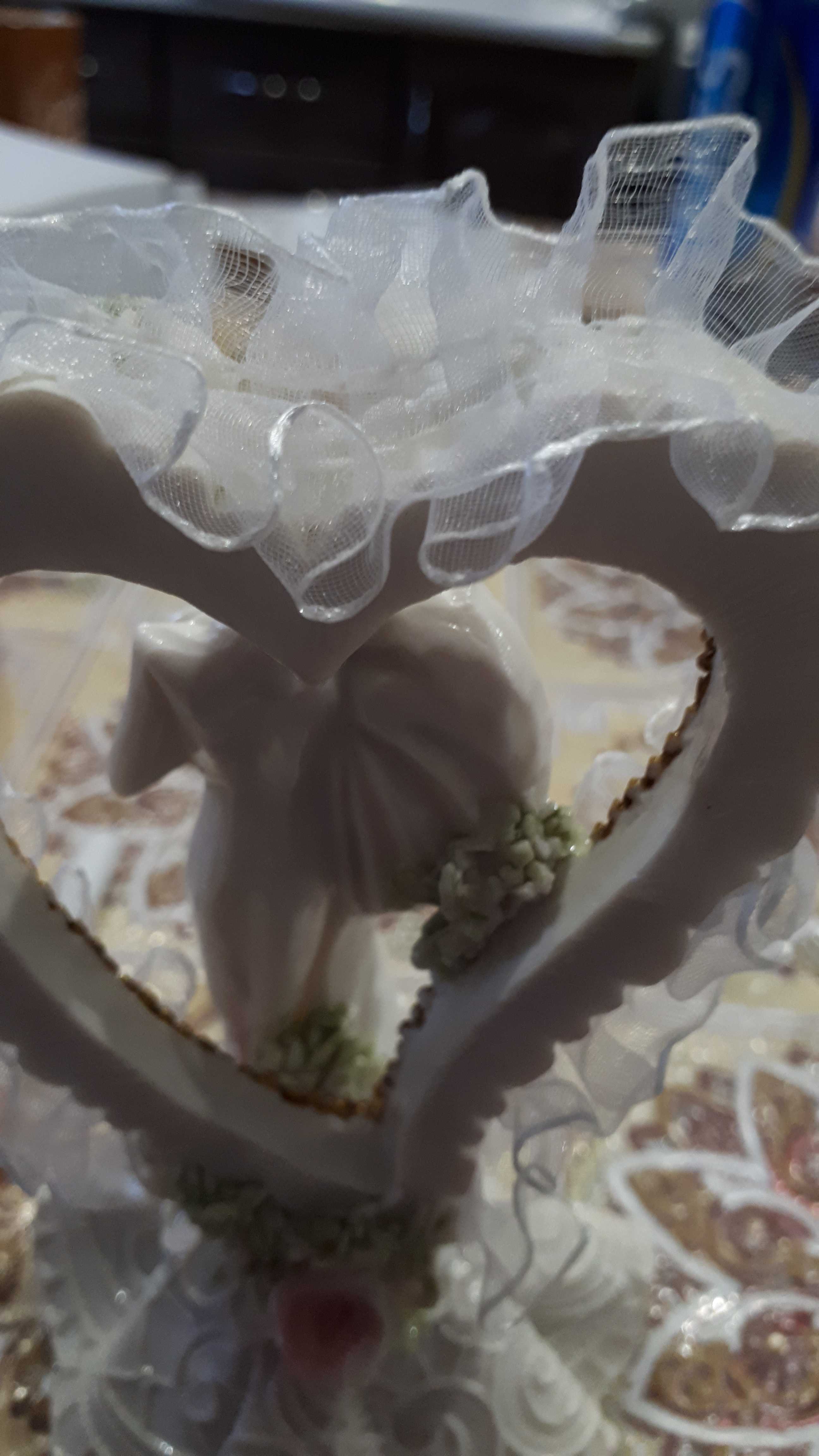 Фотография покупателя товара Фигурка для торта "Сердце с молодоженами",  полистоун, 8х7х12 см - Фото 1