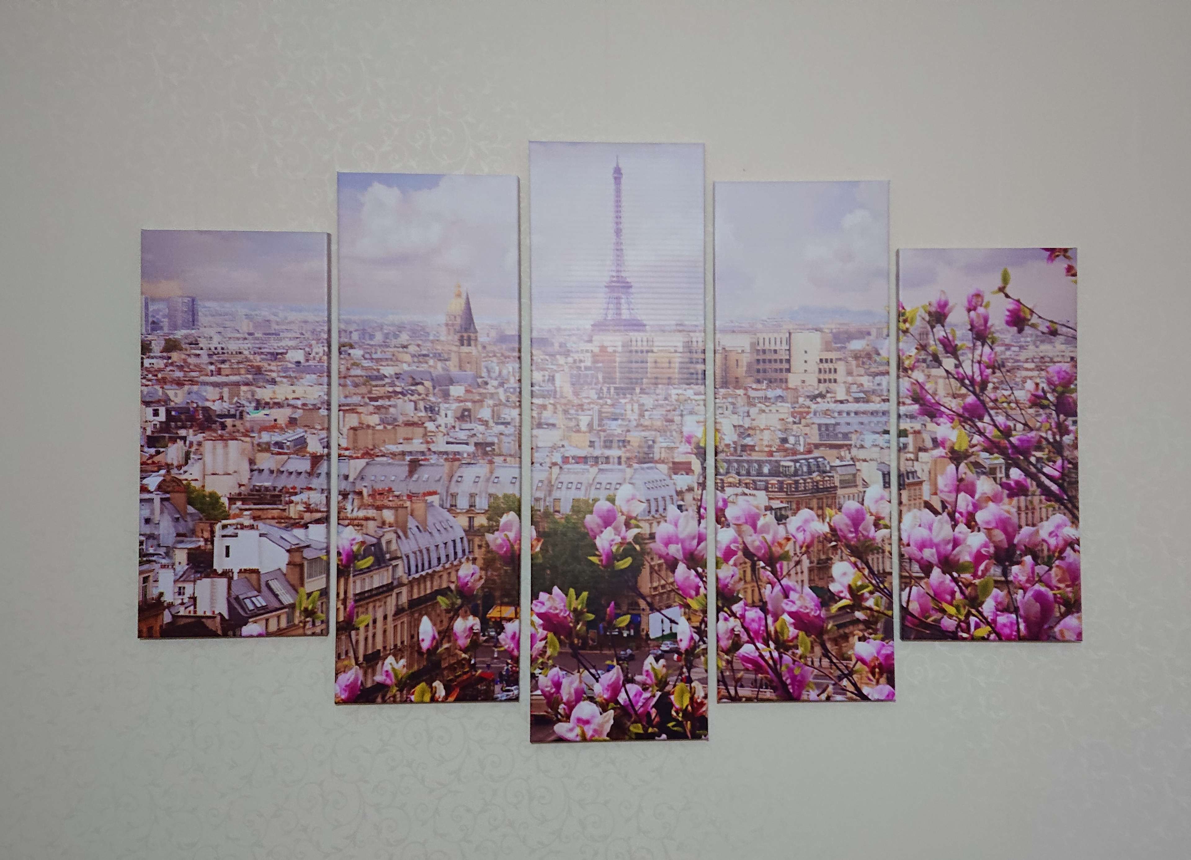 Фотография покупателя товара Модульная картина "Вид на Париж"(2-23х52; 2-24х70; 1-24х80) 120х80см