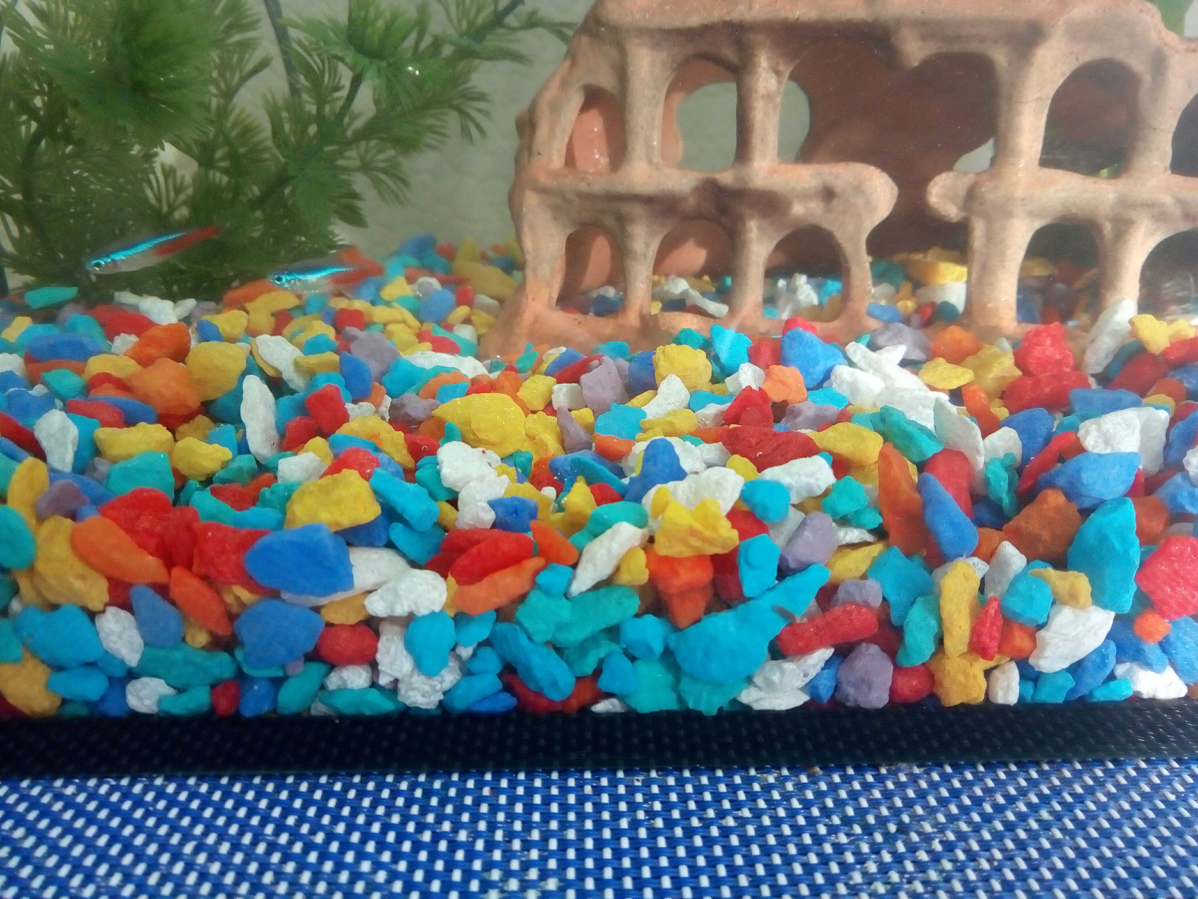 Фотография покупателя товара Грунт для аквариума "Мраморная крошка разноцветная блестящая" 5-10 мм, 1 кг 380010