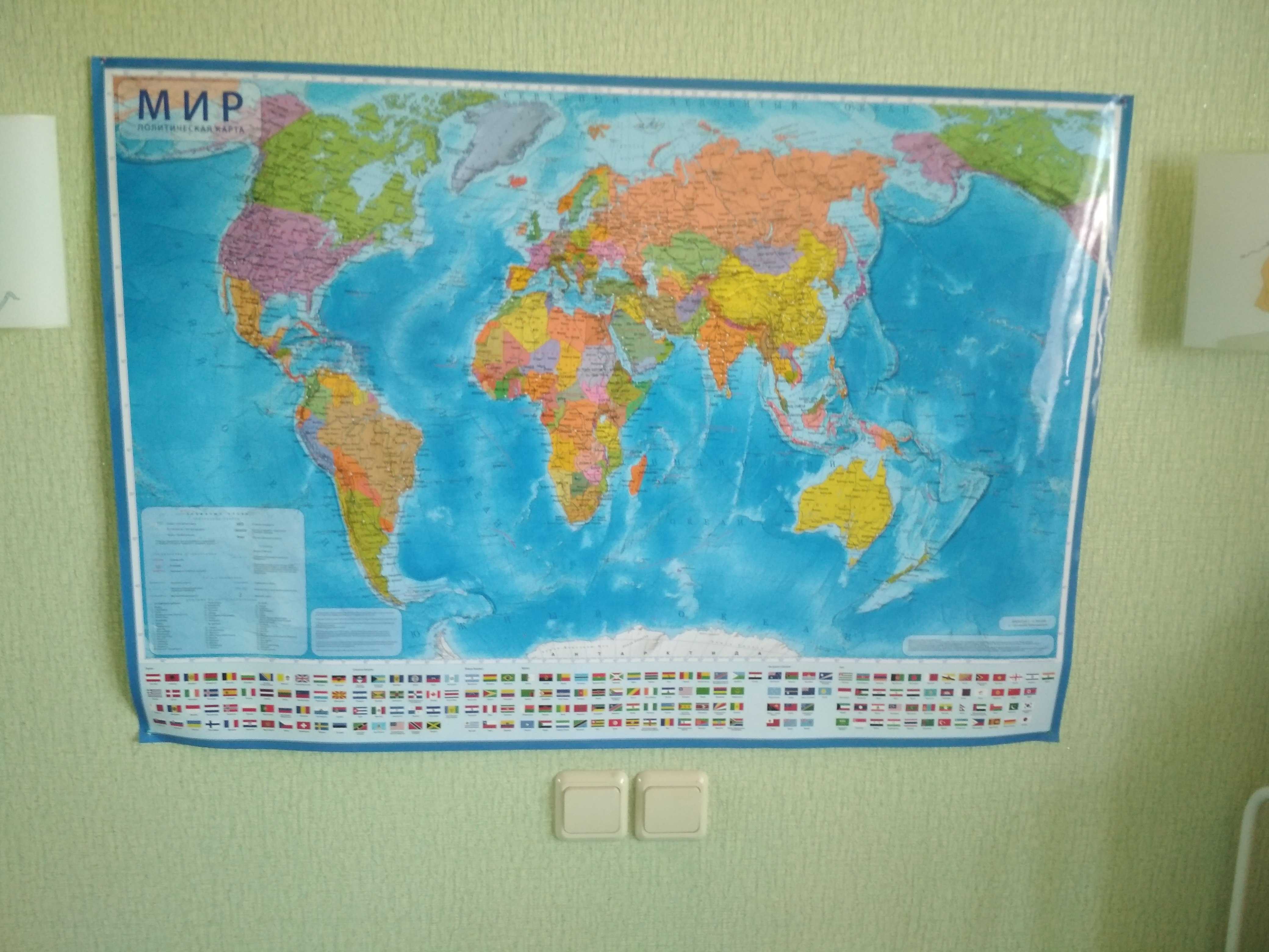Фотография покупателя товара Географическая карта мира политическая, 101 х 70 см, 1:32 М, ламинированная, настенная - Фото 10