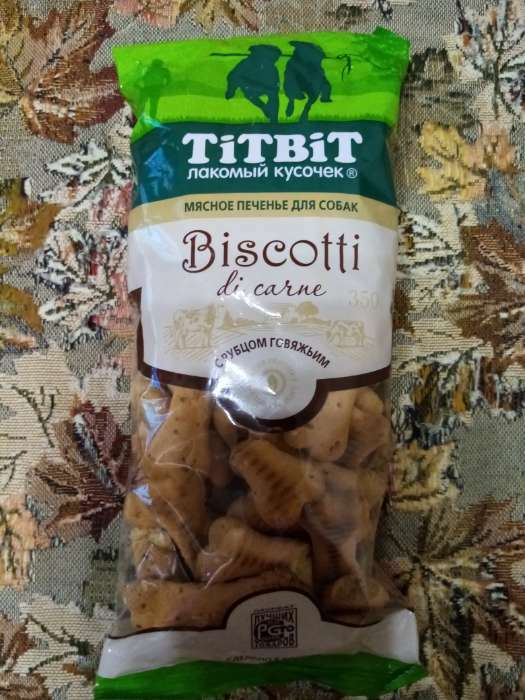 Фотография покупателя товара Печенье мясное TitBit Biscotti для собак, с рубцом говяжьим, 350 г - Фото 2