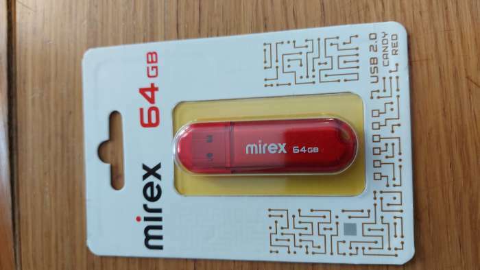 Фотография покупателя товара Флешка Mirex CANDY RED, 64 Гб ,USB2.0, чт до 25 Мб/с, зап до 15 Мб/с, красная