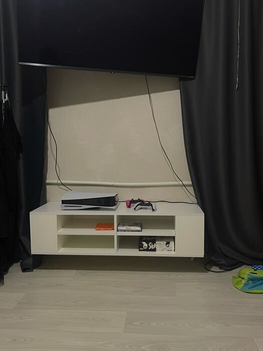 Фотография покупателя товара Тумба под ТВ Кандия подвесная, 1200х420х300, цвет белый - Фото 1