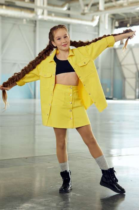 Фотография покупателя товара Рубашка для девочки джинсовая KAFTAN, размер 30 (98-104 см), цвет жёлтый - Фото 1