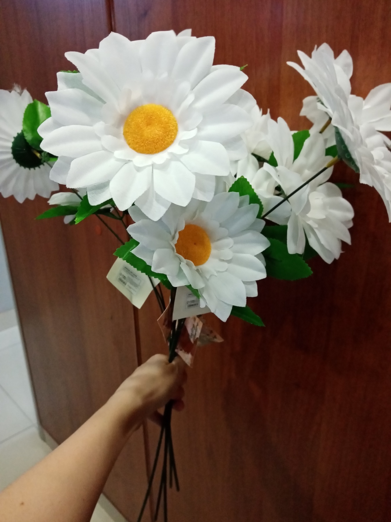 Фотография покупателя товара Цветы искусственные "Ромашки крупные" три бутона, 13х57 см, белый