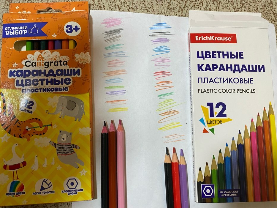 Фотография покупателя товара Карандаши 12 цветов Calligrata, ЭКОНОМ, заточенные, шестигранные, пластиковые, картонная упаковка, европодвес - Фото 7