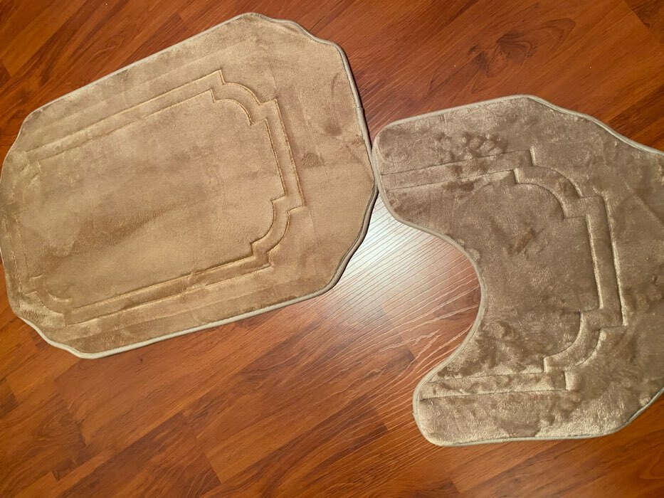 Фотография покупателя товара Набор ковриков для ванной и туалета Доляна «Гранж», 2 шт, 40×50 см, 50×80 см, цвет бежевый