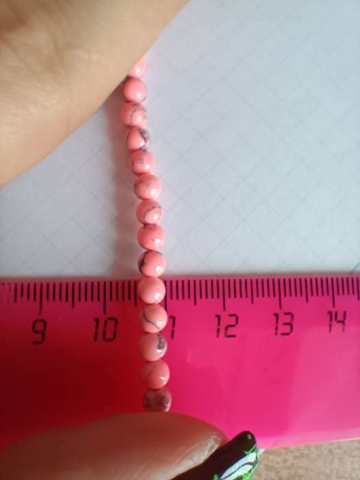 Фотография покупателя товара Бусины на нити шар №4 "Коралл светло-розовый", 40см - Фото 3