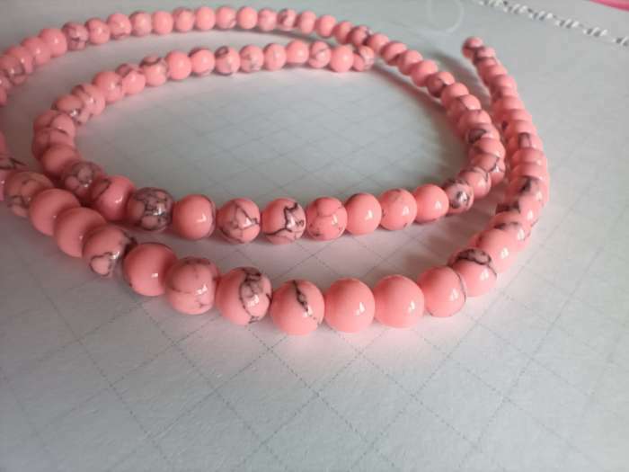 Фотография покупателя товара Бусины на нити шар №4 "Коралл светло-розовый", 40см - Фото 2