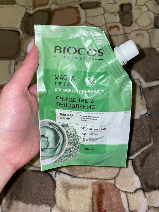 Фотография покупателя товара Маска для лица BioCos на основе голубой глины, Лифтинг и Ревитализация в дойпаке, 100 мл - Фото 2