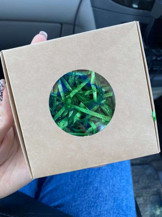 Фотография покупателя товара Коробка для печенья, с окном, голубая, 10 х 10 х 3 см - Фото 1