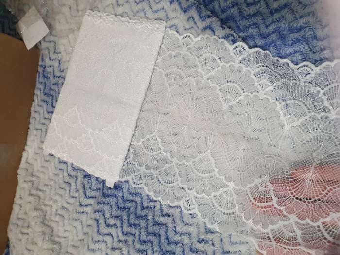 Фотография покупателя товара Кружевная эластичная ткань, 180 мм × 2,7 ± 0,5 м, цвет изумрудный - Фото 2
