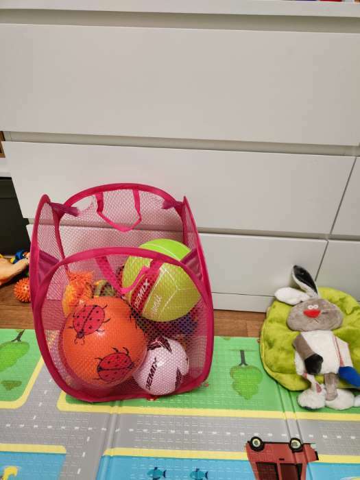 Фотография покупателя товара Корзина для игрушек с ручками (сетка), цвета МИКС