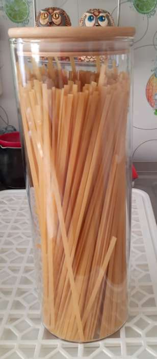 Фотография покупателя товара Банка стеклянная для сыпучих продуктов с бамбуковой крышкой «Эко», 1,9 л, 10×28,5 см