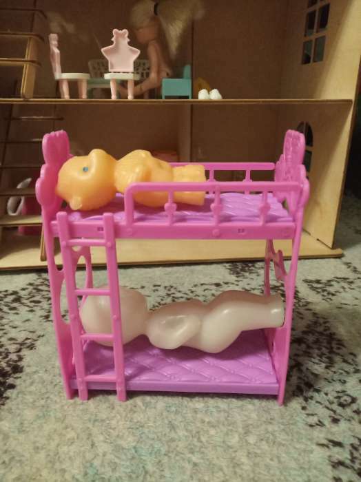 Фотография покупателя товара Аксессуары для кукол: кроватка двухъярусная «Малышка» - Фото 10