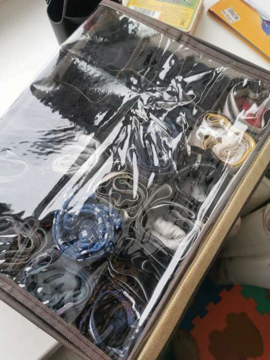 Фотография покупателя товара Органайзер для хранения белья с прозрачной крышкой Доляна «Тео», 24 отделений, 32×23×12 см, цвет бежево-коричневый