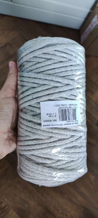 Фотография покупателя товара Шнур для вязания "Пухлый" 100% хлопок ширина 5мм 100м (лен) - Фото 2