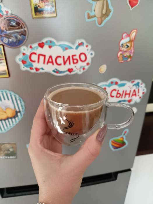 Фотография покупателя товара Кружка стеклянная с двойными стенками Magistro «Дуо. Coffee», 200 мл