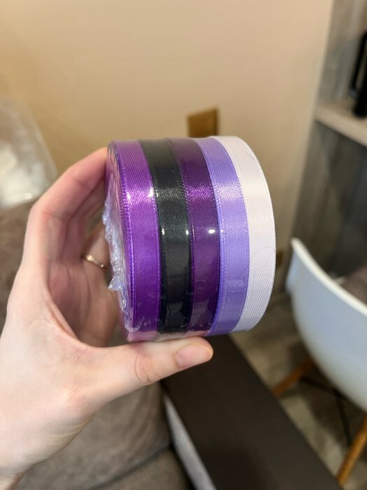 Фотография покупателя товара Набор атласных лент, 5 шт, размер 1 ленты: 10 мм × 23 ± 1 м, цвет фиолетовый спектр - Фото 10