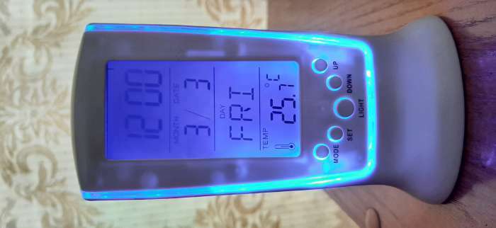 Фотография покупателя товара Будильник Luazon LB-02 "Обелиск", часы, дата, температура, подсветка, белый - Фото 2