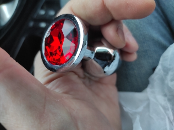 Фотография покупателя товара Анальная пробка Оки- Чпоки, серебряная, кристалл красный, D = 28 мм