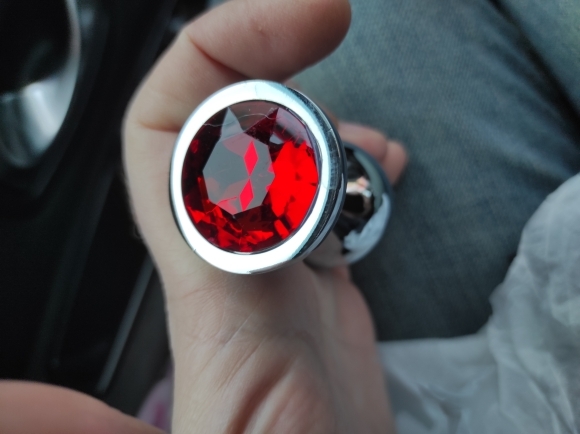 Фотография покупателя товара Анальная пробка Оки- Чпоки, серебряная, кристалл красный, D = 28 мм