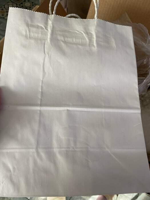 Фотография покупателя товара Пакет крафт без печати, белый, круглая ручка 22 х 12 х 28 см