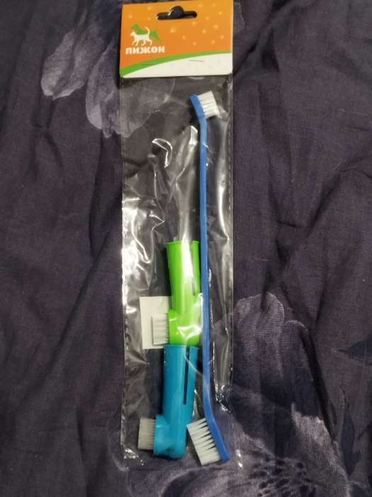 Фотография покупателя товара Набор зубная щётка двухсторонняя и 2 щётки-напальчника, микс цветов - Фото 5