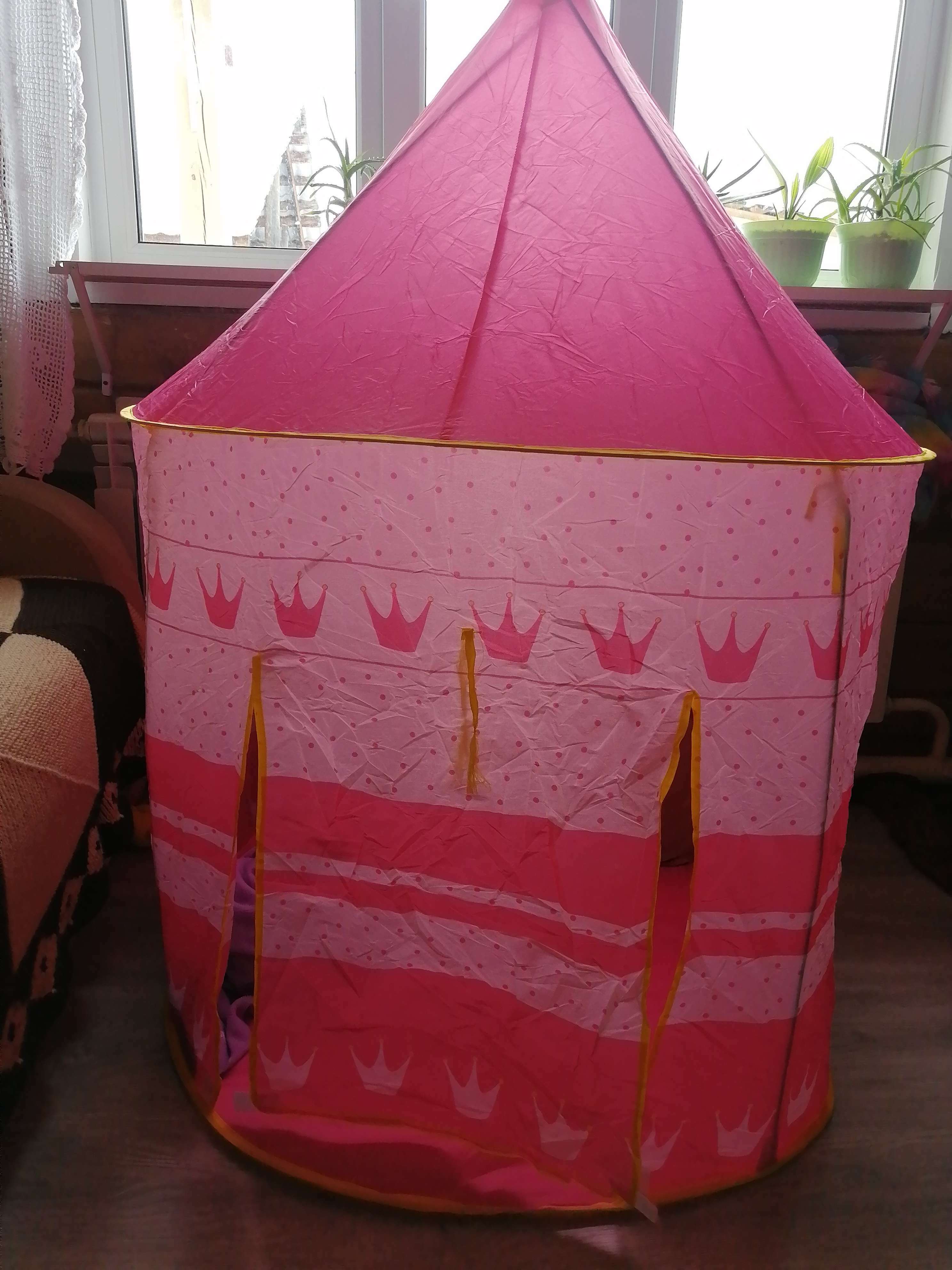 Фотография покупателя товара Палатка детская игровая «Шатёр», розового цвета - Фото 7