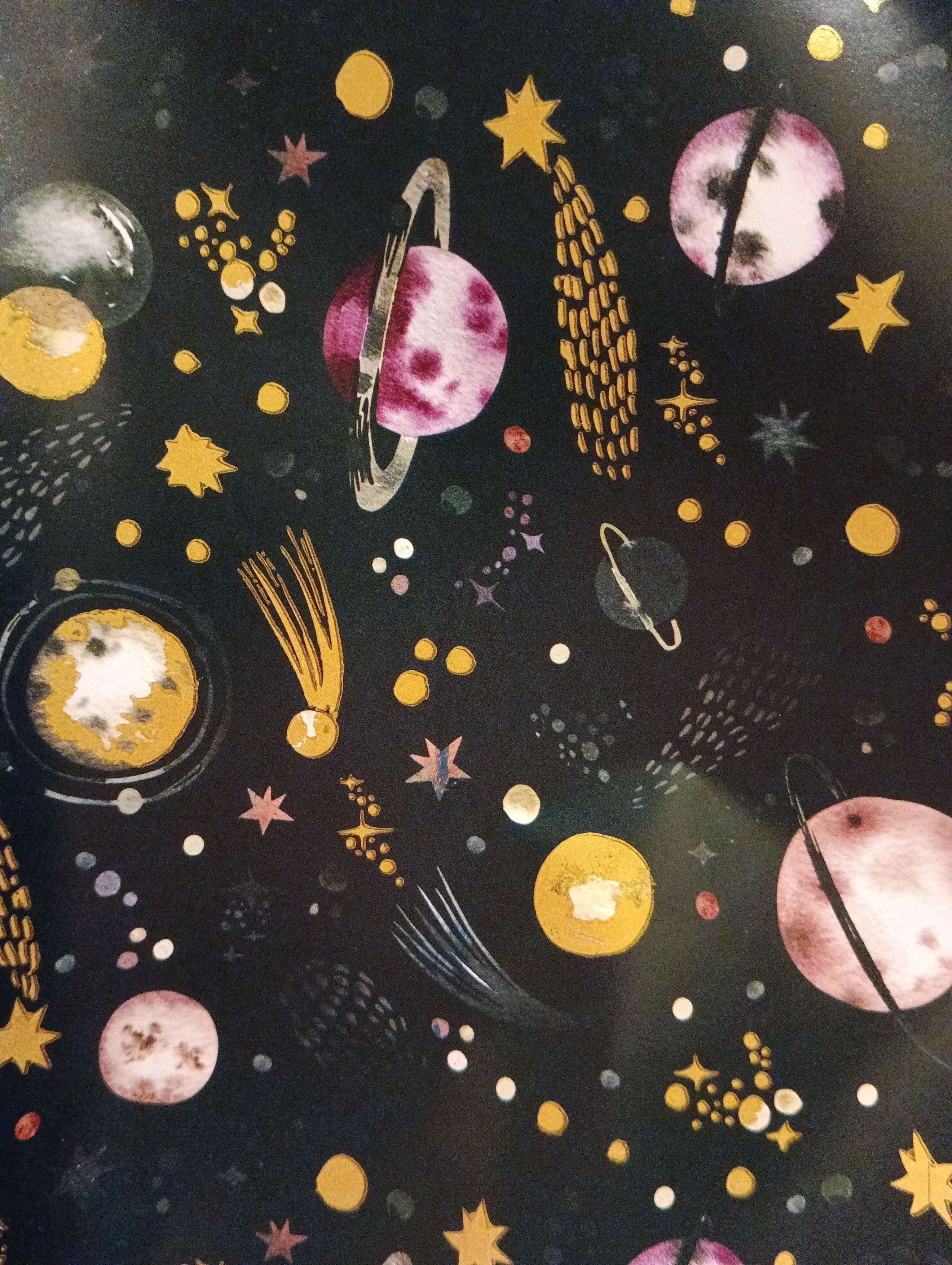 Фотография покупателя товара Бумага глянцевая односторонняя с золотым лаком "Тайна космоса", 2 листа, 0,5 х 0,7 м - Фото 1