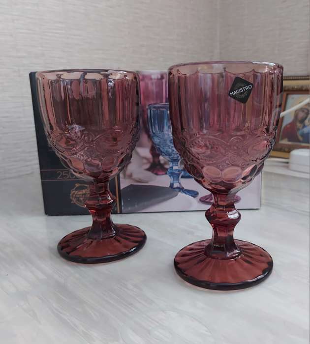 Фотография покупателя товара Набор бокалов стеклянных Magistro «Ла-Манш», 250 мл, 9×17 см, 6 шт, цвет розовый - Фото 4