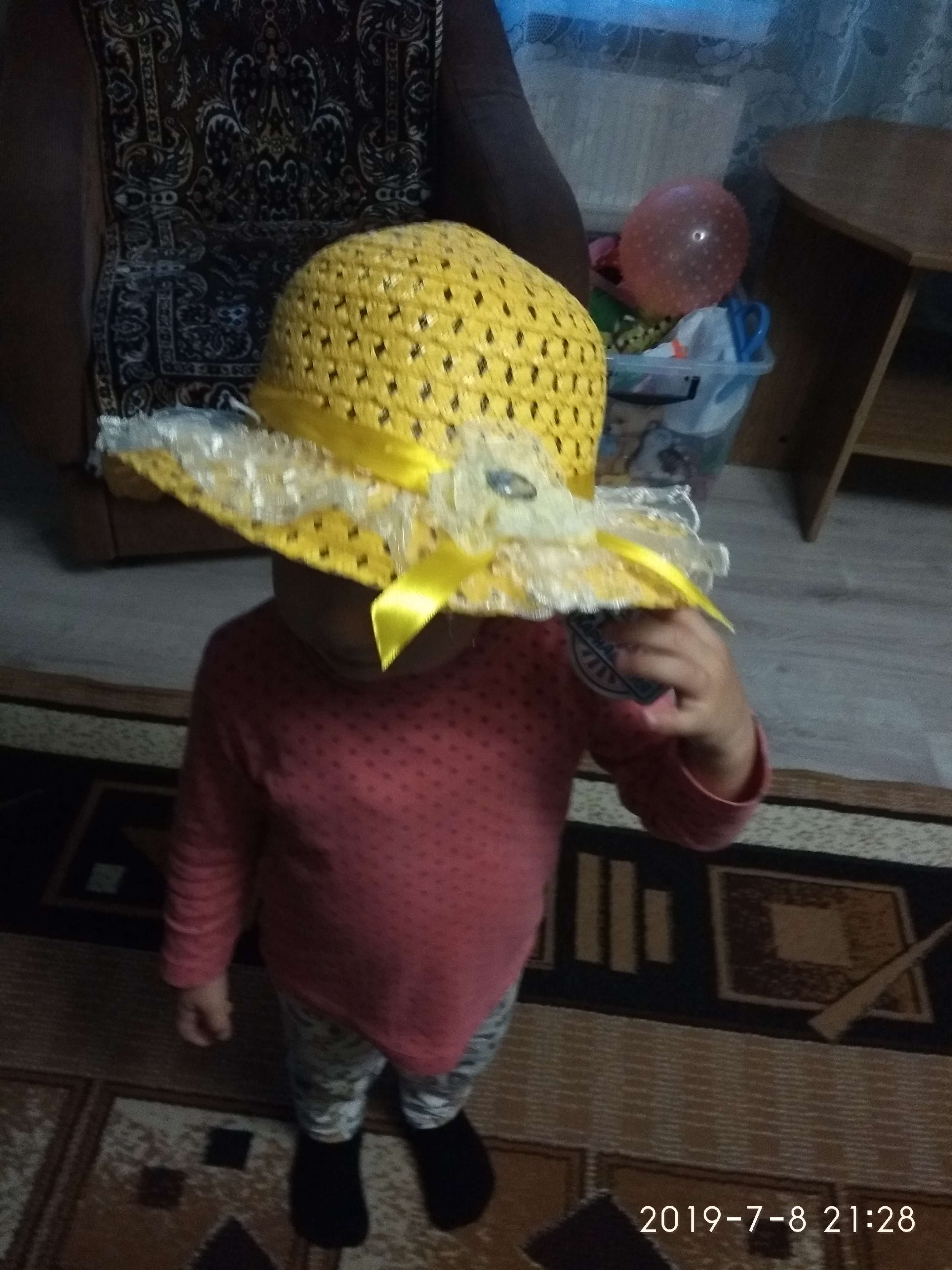 Фотография покупателя товара Шляпка детская «Камушек», р-р 50-52, цвет жёлтый - Фото 1