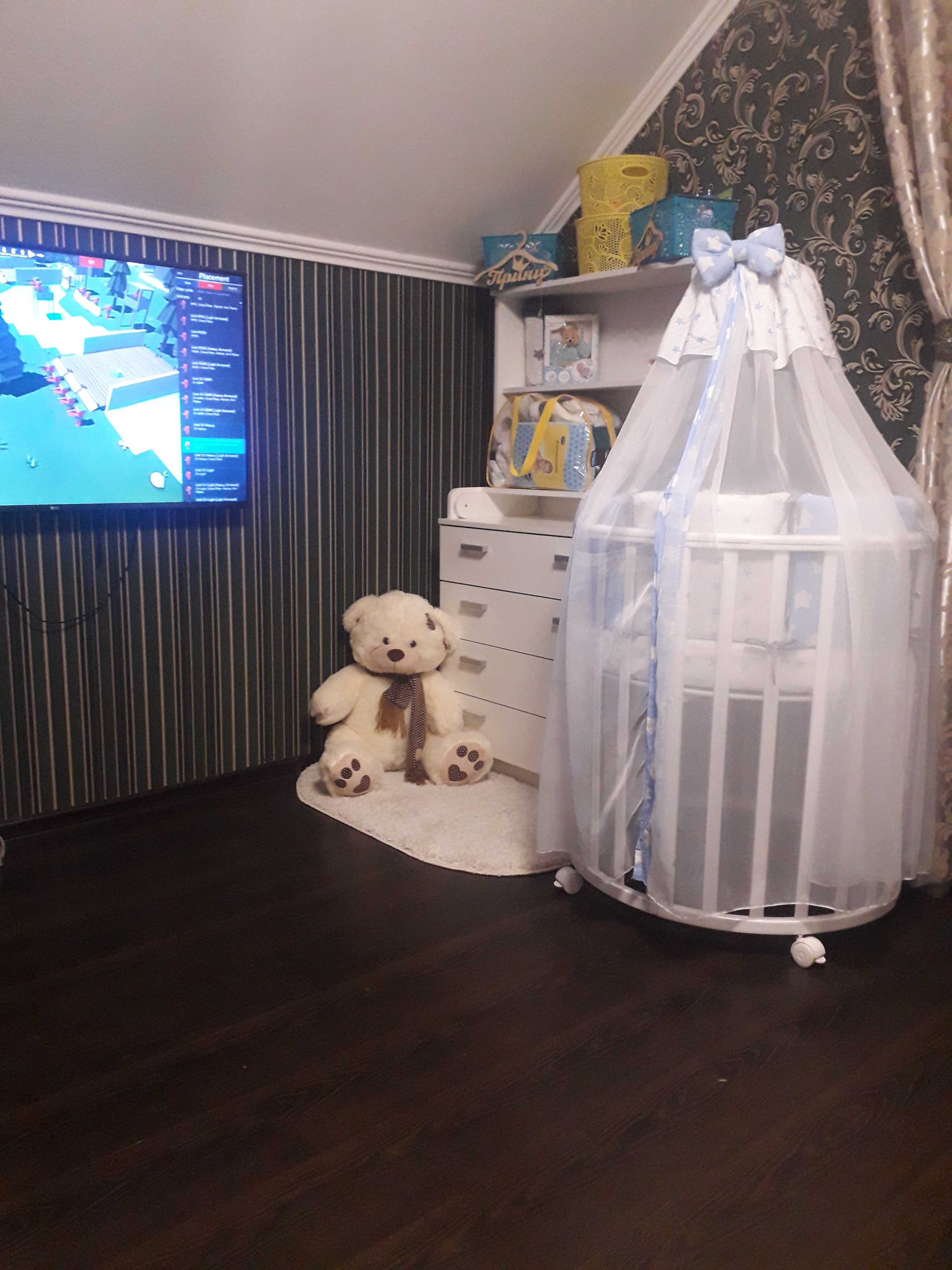 Фотография покупателя товара Детская кроватка трансформер Incanto Mimi 7 в 1, круглая/овальная, белая - Фото 4