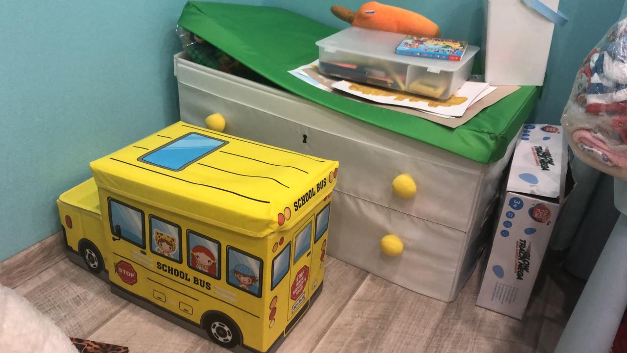 Фотография покупателя товара Короб стеллажный для хранения с крышкой Доляна «Школьный автобус», 55×26×32 см, 2 отделения, цвет жёлтый - Фото 6