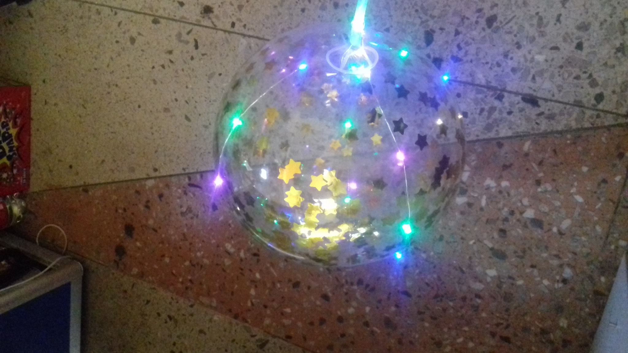 Фотография покупателя товара Шар полимерный 20" светящийся, со светодиодной лентой, конфетти-звезды, цвет синий - Фото 2