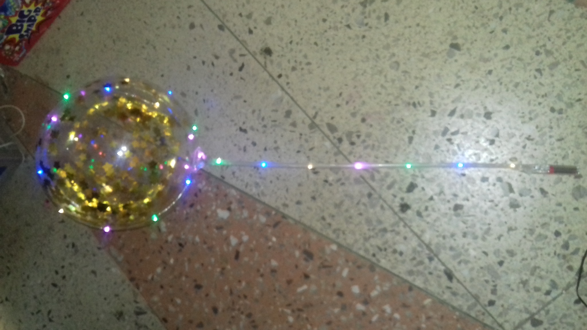 Фотография покупателя товара Шар полимерный 20" светящийся, со светодиодной лентой, конфетти-звезды, цвет синий - Фото 3