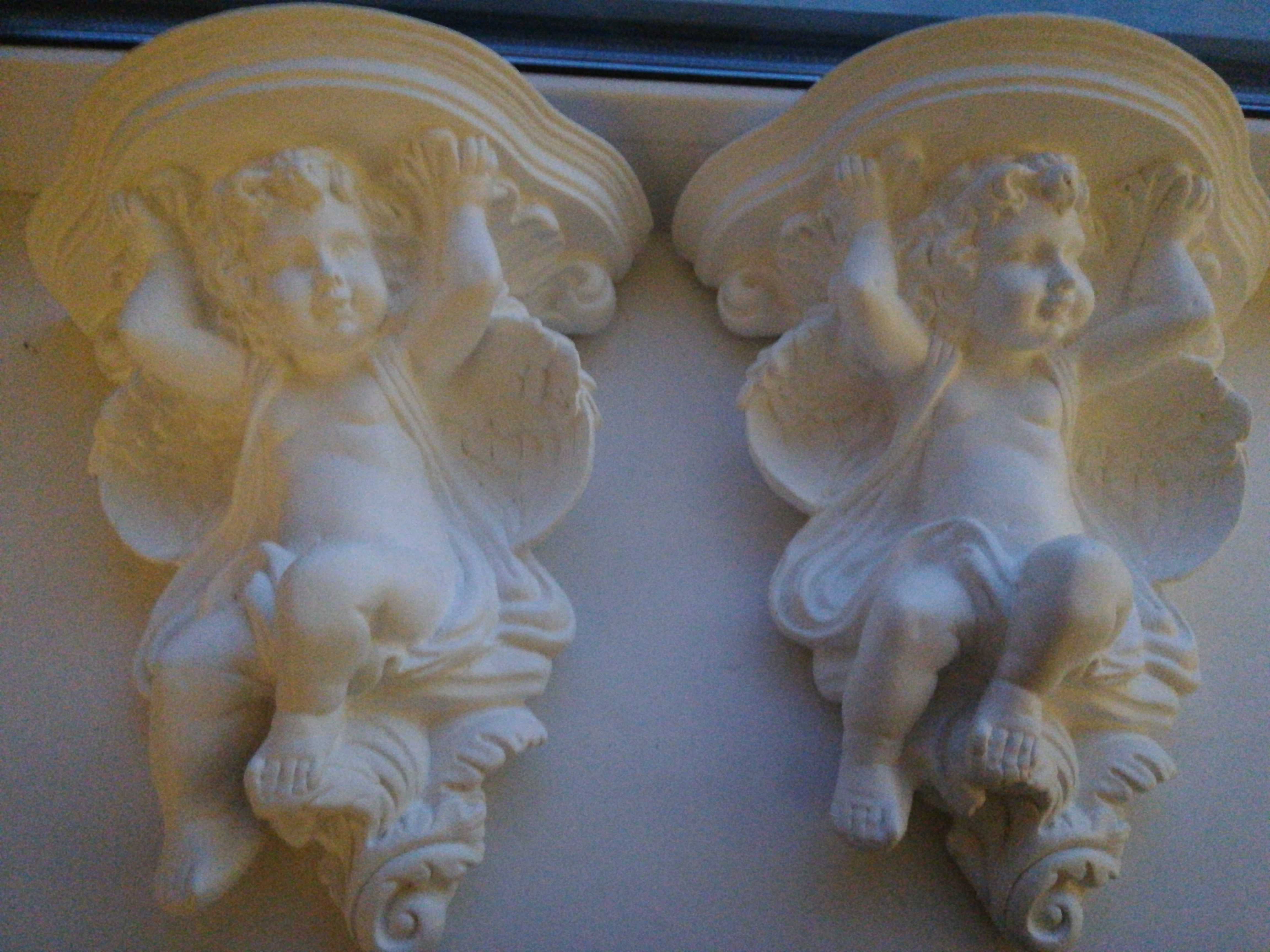Фотография покупателя товара Кашпо настенное декоративное "Ангел'', бело-золотистое, гипс, 27х16х37 см