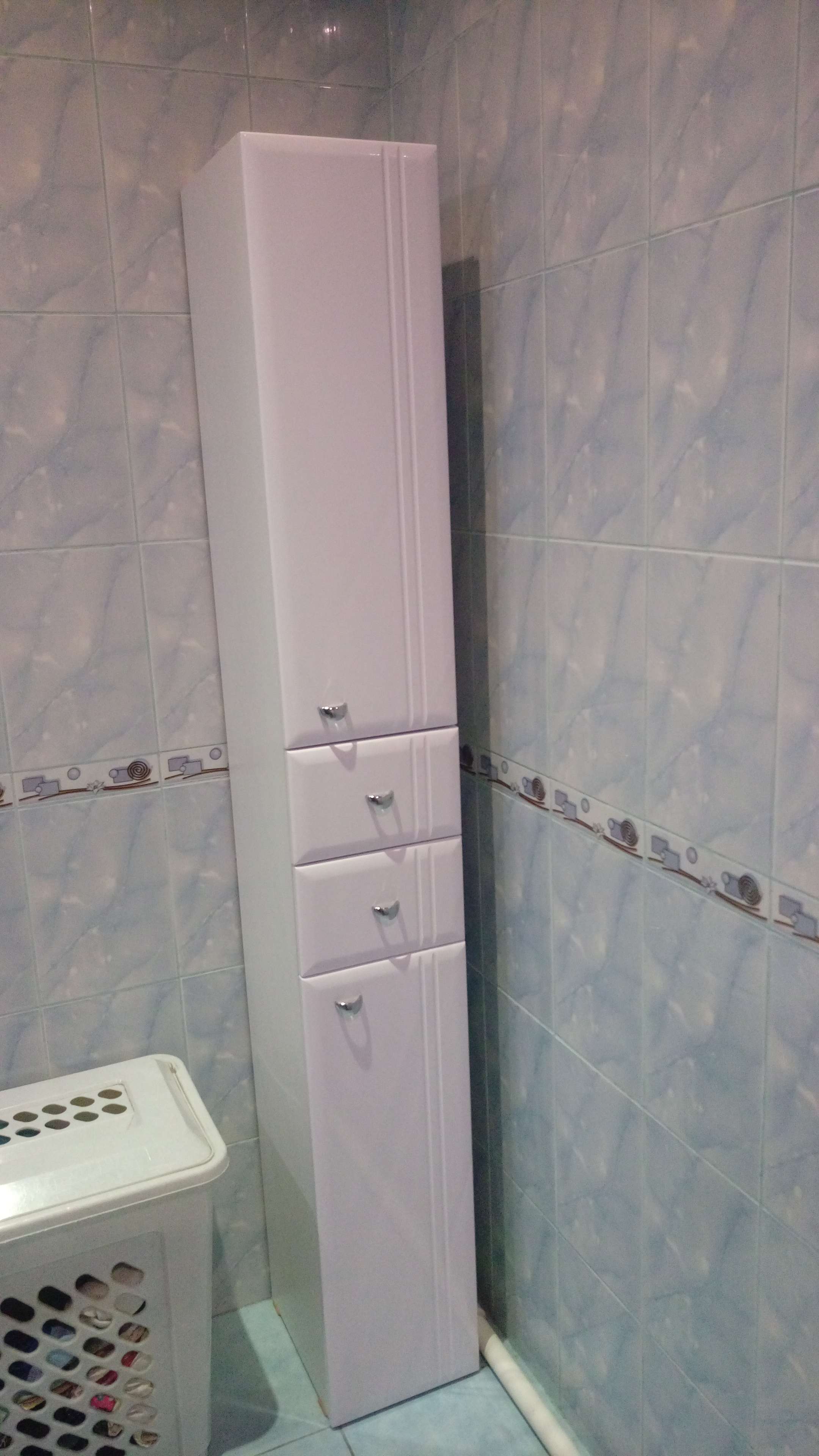 Фотография покупателя товара Пенал для ванной комнаты "Тура" с двумя дверцами и ящиками, 24 х 30 х 181 см - Фото 16