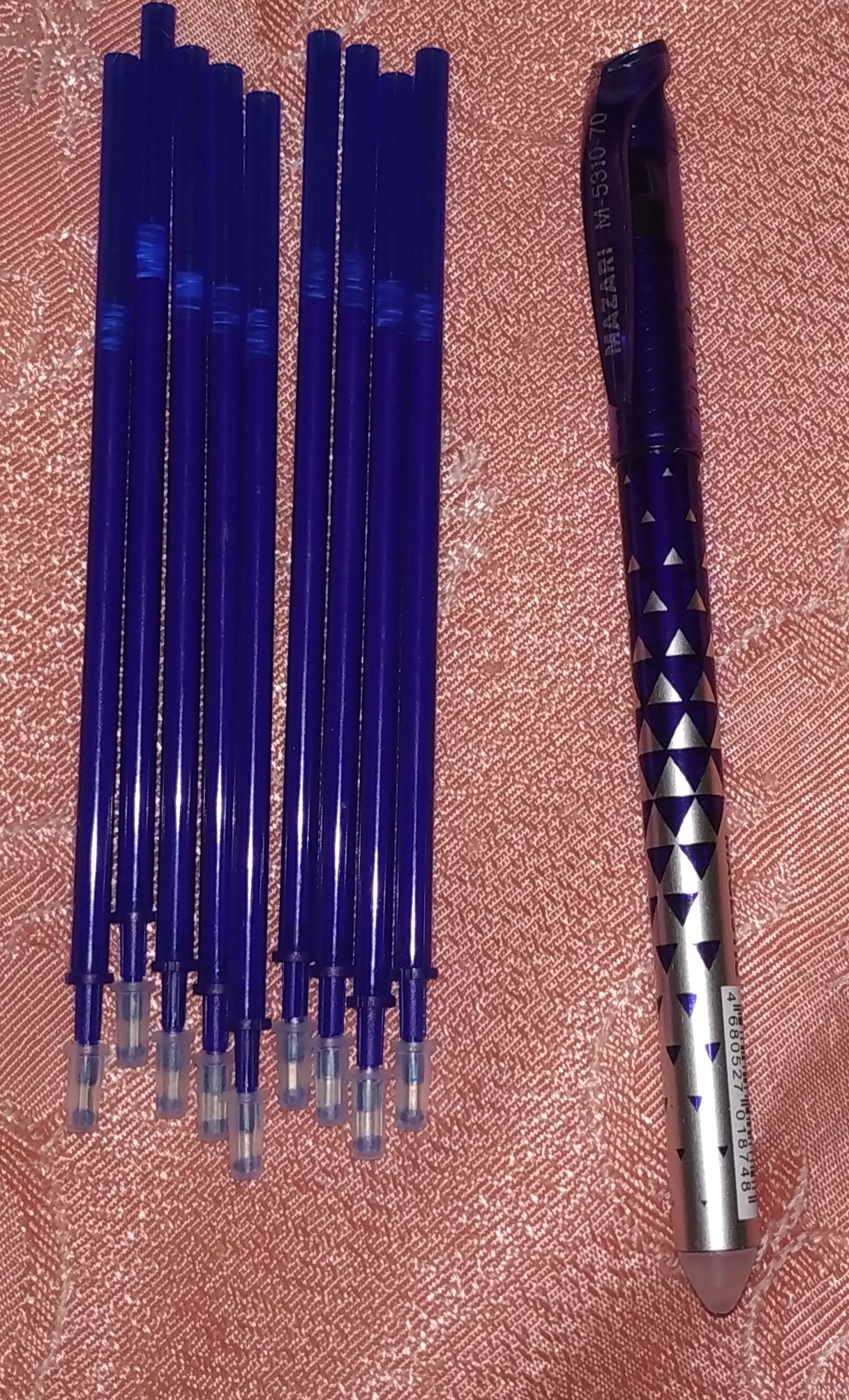 Фотография покупателя товара Ручка гелевая со стираемыми чернилами Mazari Brunty T, пишущий узел 0.5 мм, чернила синие + 9 стержней - Фото 8