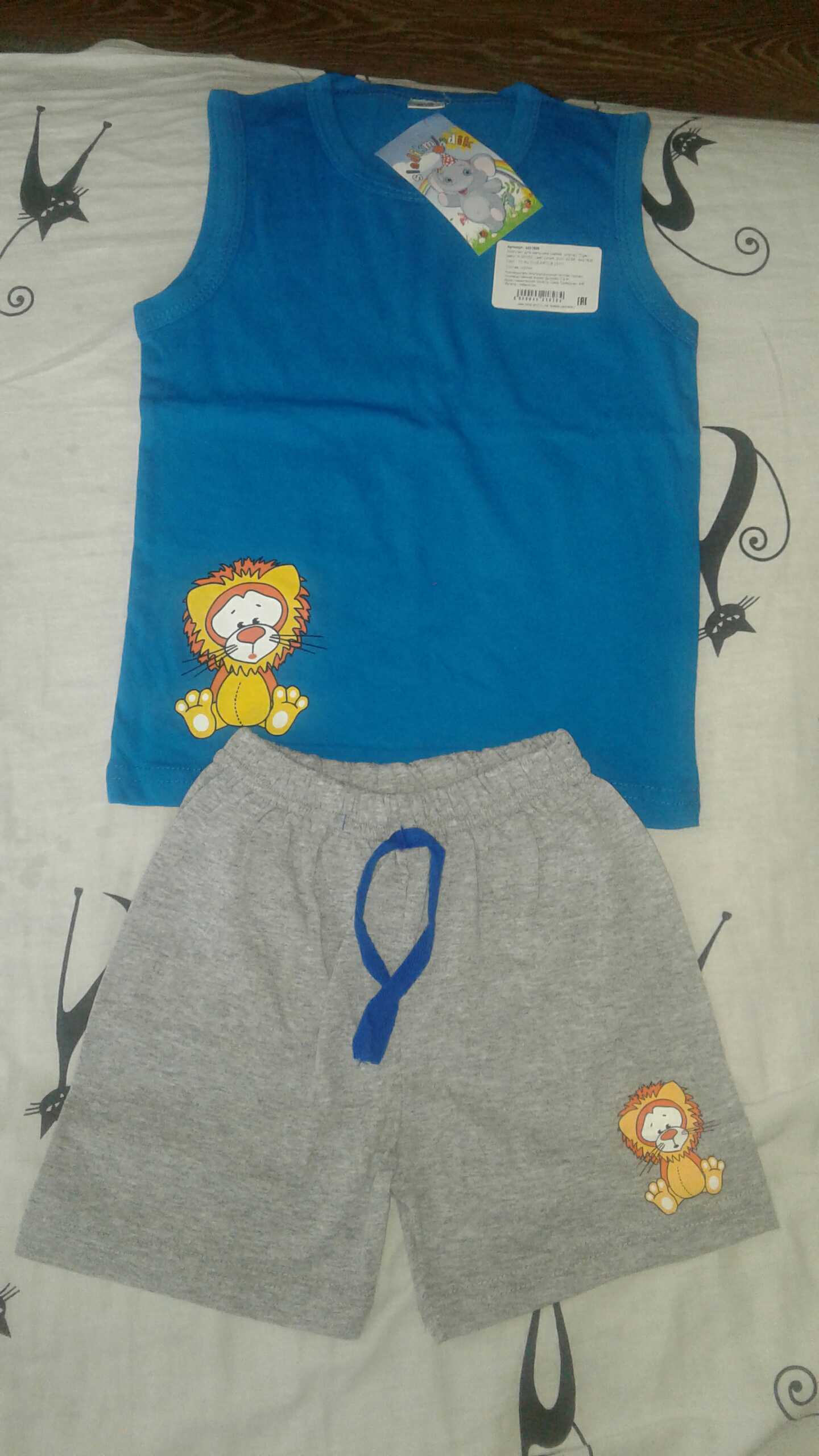 Фотография покупателя товара Комплект для мальчика (майка, шорты) "Tiger baby", цвет синий, рост 92-98 - Фото 1